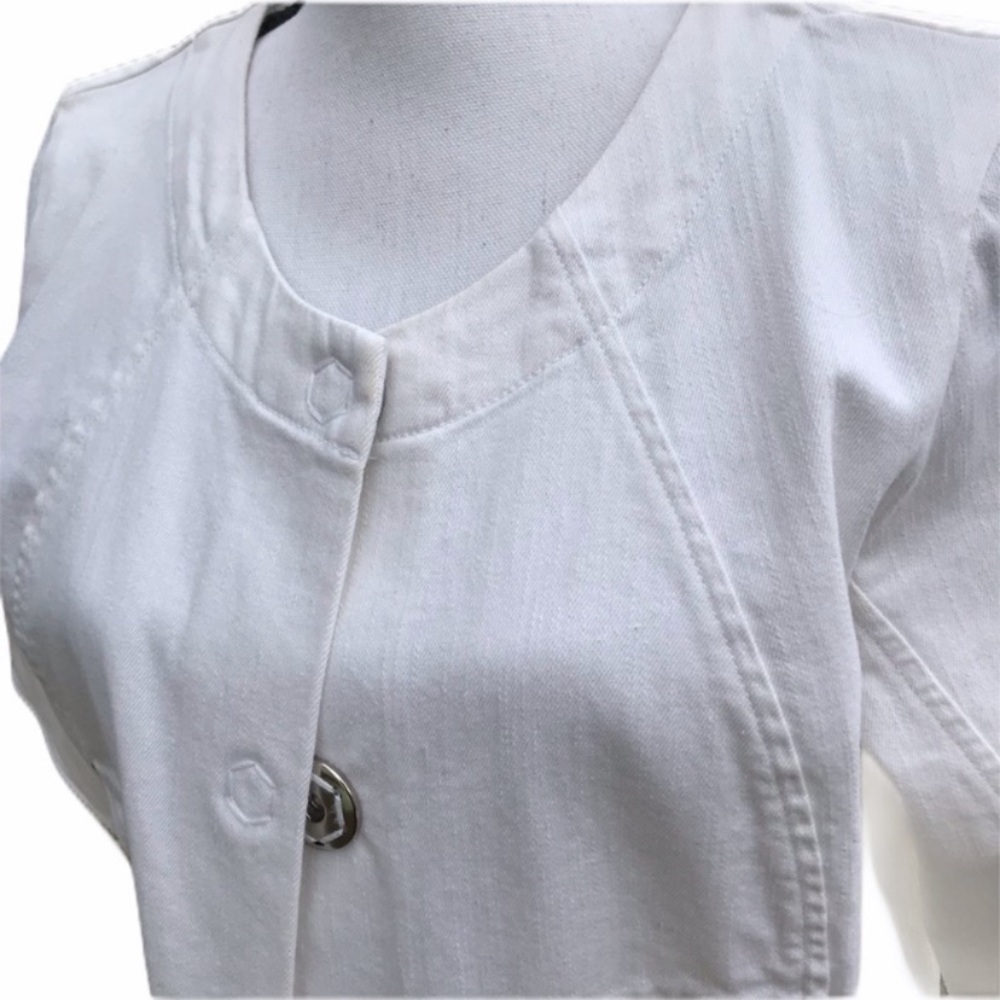 Apostrophe Denim Stretch White Jean Jacket Size 12 - Picture 3 of 9